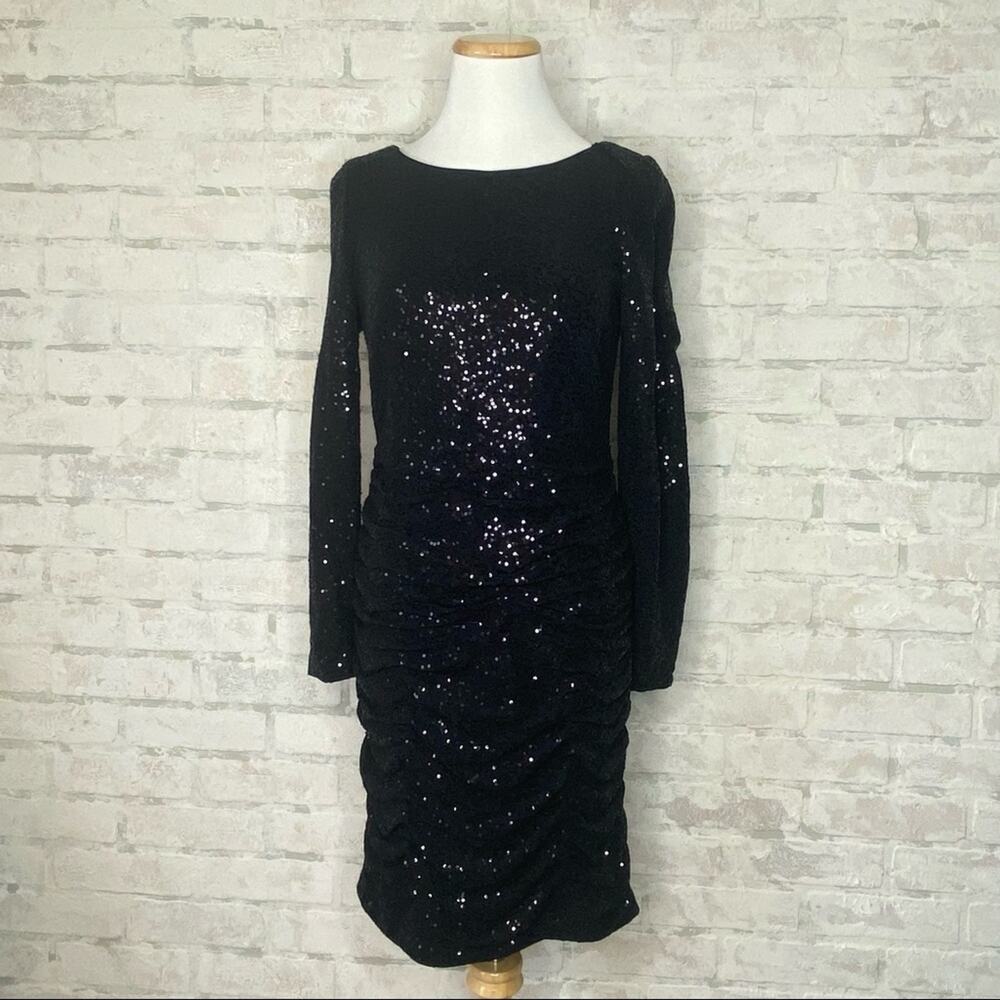 Aidan Mattox | Black Sequin Mini Cocktail Party Dress